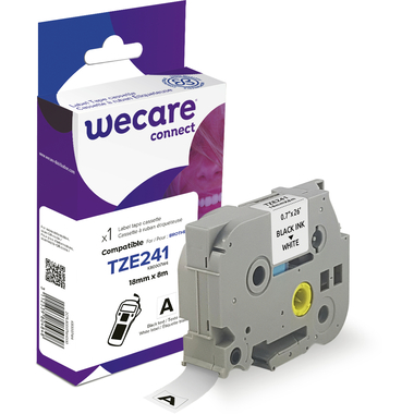 WECARE Band, laminiert schwarz/weiss TZe-241WE ersetzt Ptouch TZe-241 18mm