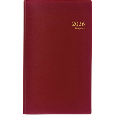 BREPOLS Agenda Interplan Seta 2026 0.736.2121 1W/2S bordeaux 8.9x16cm