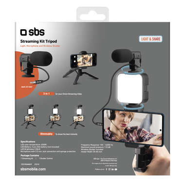 Kit per dirette streaming con luce e microfono
