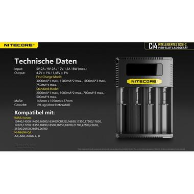Nitecore Chargeur Ci4 USB-C