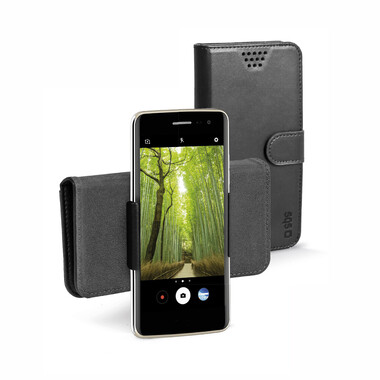 Book-style case for smartphones with a rotating arm up to 5"