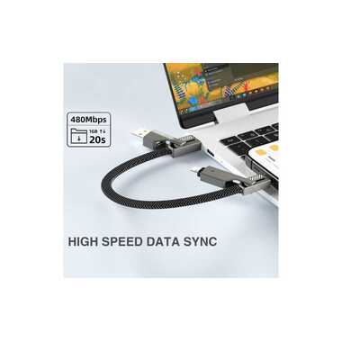 4smarts ComboCord Flat 240 W USB-A/USB-C - Lightning/USB-C 1,5 m