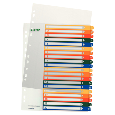 LEITZ Register PP PC-beschreibar A4+ 12960000 1-20 multicolor