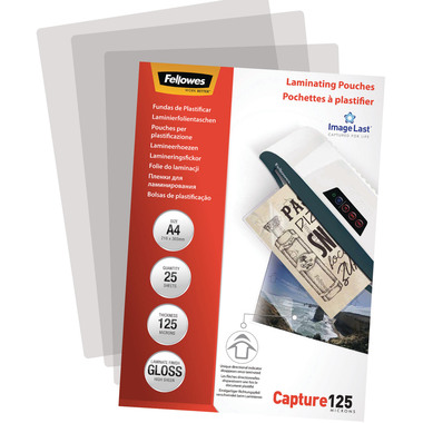 FELLOWES Laminiertasche A4 5396301 glanz, 125my 25 Stk