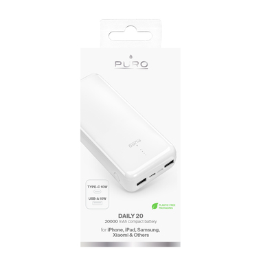 Power Bank 20000mAh USB-C + 2 USB-A Fast Charge – cavo incluso | Puro