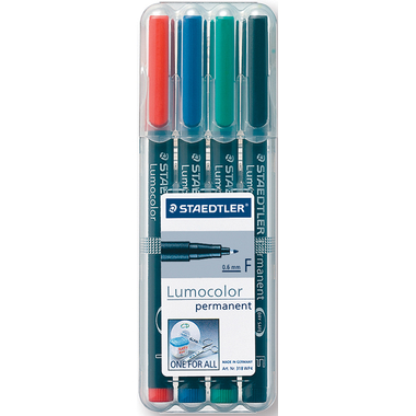 STAEDTLER Lumocolor permanent F 318WP4 4 Farben ass.