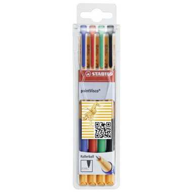 STABILO pointVisco Stylos gel 0.5mm 1099/4 4 couleurs ass.