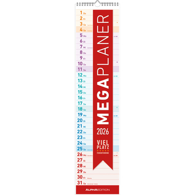 ALPHA EDITION Megaplaner 2026 160590 1M/1S DE 1 Spalte 14.5x70cm