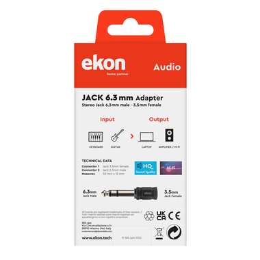 Adaptateur audio Jack 3,5 mm à Jack 6,3 mm | Ekon