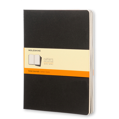 MOLESKINE Quaderno Cahier XL 25x19cm 705014 rigato, nero 3 pezzi