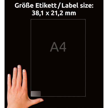 AVERY ZWECKFORM Etiquettes Laser 38x21,2mm L7551-25 transparent 1625 pcs./25 flls.