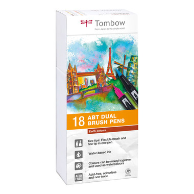 TOMBOW ABT Dual Brush Pen ABT-18P-3 18er Set Erdtöne