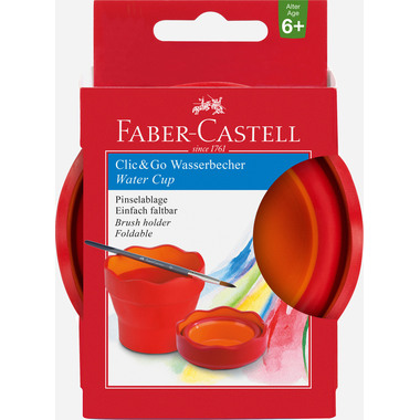 FABER-CASTELL Wasserbecher CLIC & GO 181517 rot, für Pinsel