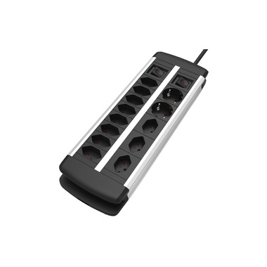 Schönenberger Steckdosenleiste ALU 11x T13, 2x Schuko, 2x Schalter