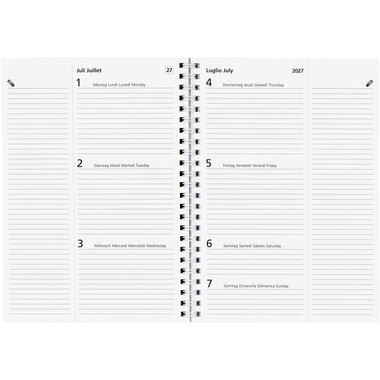BIELLA Agenda Poly-Table Wire-O 2027 808533000027U 1S/2P Rechange ML 14.8x20.8cm