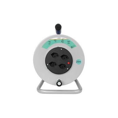 STEFFEN Cable Box Metal Cable Reel 4xT13 25m Gray Black