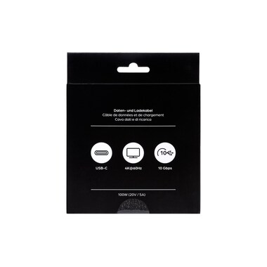 onit USB 3.1-Kabel 100 W, USB-C - USB-C, 2 m, Schwarz/Grau