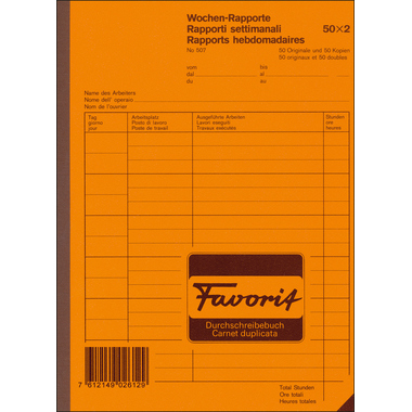 FAVORIT Wochen-Rapport D/F/I A5 507 weiss 50x2 Blatt