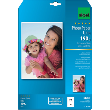 SIGEL InkJet Photo Paper Ultra A4 IP666 190g satiné mat 20 fll.