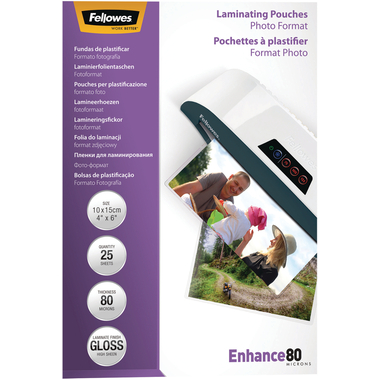 FELLOWES Pochettes à plastifier 10x15 5440602 brillant, 80my 25 pcs.