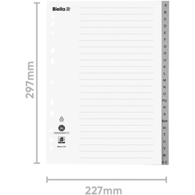 BIELLA Registro PP A4 47142400U grigio A-Z 24 pzi.