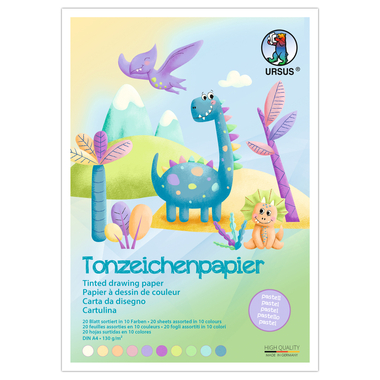 URSUS Papier à dessin coul. bloc A4 2144699SE 0g, pastel 20 flls.