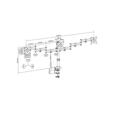 Multibrackets Table Mount Basic Triple up to 24 kg – Black