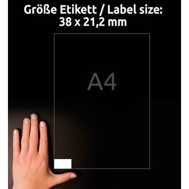 AVERY ZWECKFORM Universal-Etiketten 38x21,2mm 3666-10 weiss 650 Stk./10 Blatt