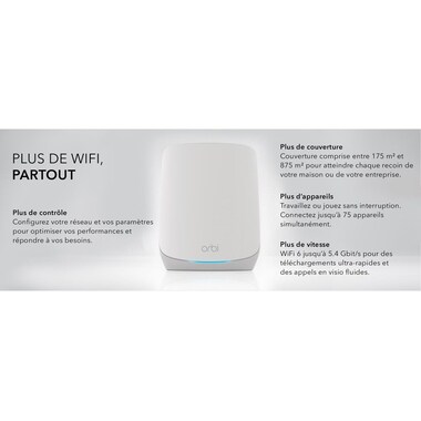 Netgear Systèmes à mailles Orbi RBK763S-100EUS ensemble de 3