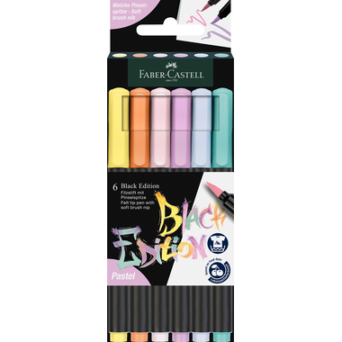 FABER-CASTELL Stylos fibre Black Edition 116453 étui en carton 6 pièces