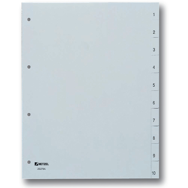 HETZEL Register PP A4 25270481 grau 1-10
