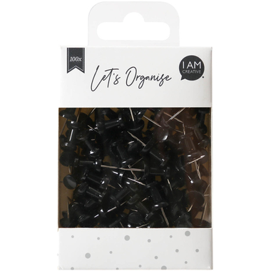 I AM CREATIVE Push Pins Let`s Organize 4035.18 nero, 9x24cm 100 pezzi