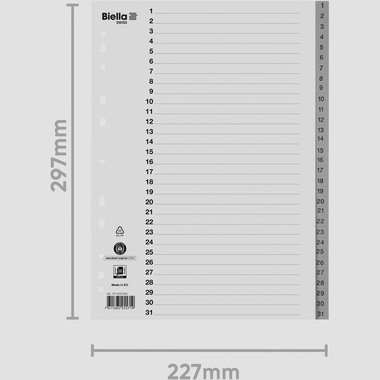 BIELLA Registro PP A4 47143100U grigio 1-31