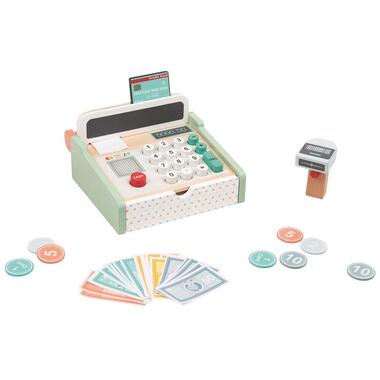 Spielba Holzspielwaren Argent de jeu Caisse avec scanner + calculatrice en bois
