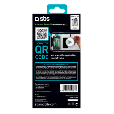 Film de protection en verre pour iPhone XS/X