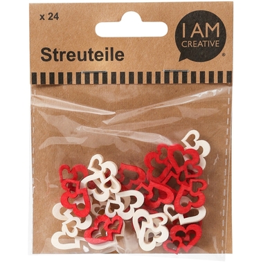 I AM CREATIVE Pièces de dispersion 4501.82 d. coeur rouge/blanc,24 pcs..