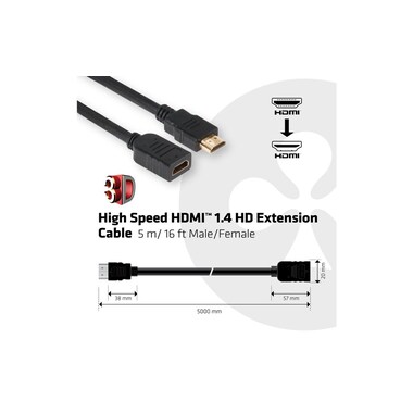 Club 3D Câble High Speed HDMI 1.4 HD – HDMI, 5 m