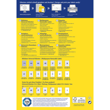 AVERY ZWECKFORM Etichette universale 105x148mm L6028REV-25 bianco 30 fogli