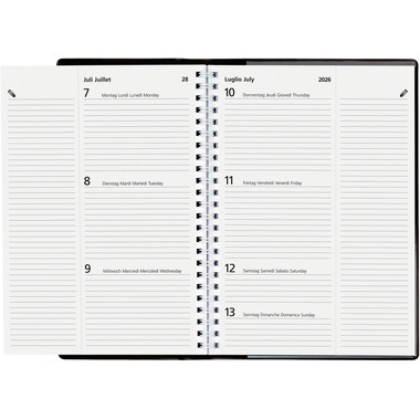 BIELLA Agenda Poly-Table Wire-O 2026 808534020026U 1S/2P nero ML 14.8x20.8cm