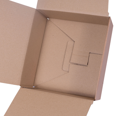 Gift packaging with open corrugation285x270x110mm in brown