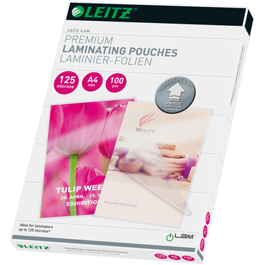 LEITZ Pochettes à plastifier A4 74810000 brillant, 125my 100 pcs.
