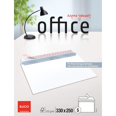 ELCO Buste Office 330x250mm 74486.12 120g, bianco, colla 5 pezzi