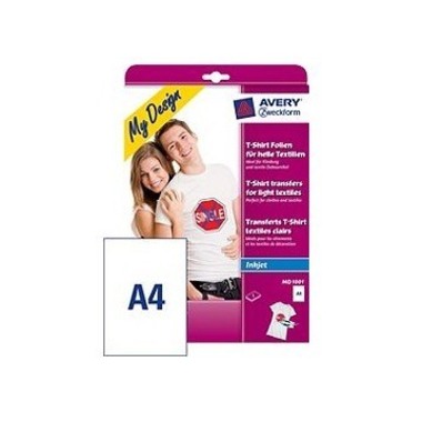 AVERY ZWECKFORM Textilfolie Iron-on A4 MD1001 Inkjet helle Textilien 5 Stk.