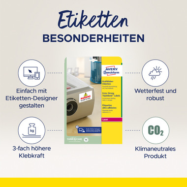 AVERY ZWECKFORM Etiketten 63,5×33,9mm L6141-20 Kraft 480 Stück