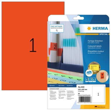 HERMA Etiquettes Special A4 4422 rouge 20 pcs.