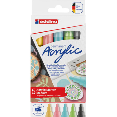 EDDING Acrylmarker 5100 2-3mm 5100-E5-099 pastell, ass. 5 Stück