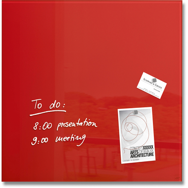 SIGEL Tableau magnétique en verre GL114 rouge 480x480x15mm