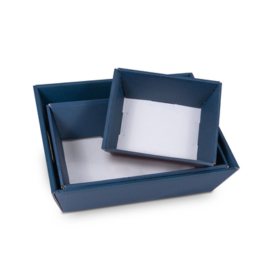 Rectangular gift basket in dark blue 370x280x130mm