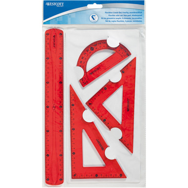 WESTCOTT Geometrie-Set Flexi E-10302 00 blau/rot/grün 4-teilig