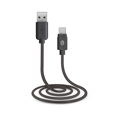 Charging and data transfer cable with USB 2.0 connectors and Micro USB, 100 cm long in black